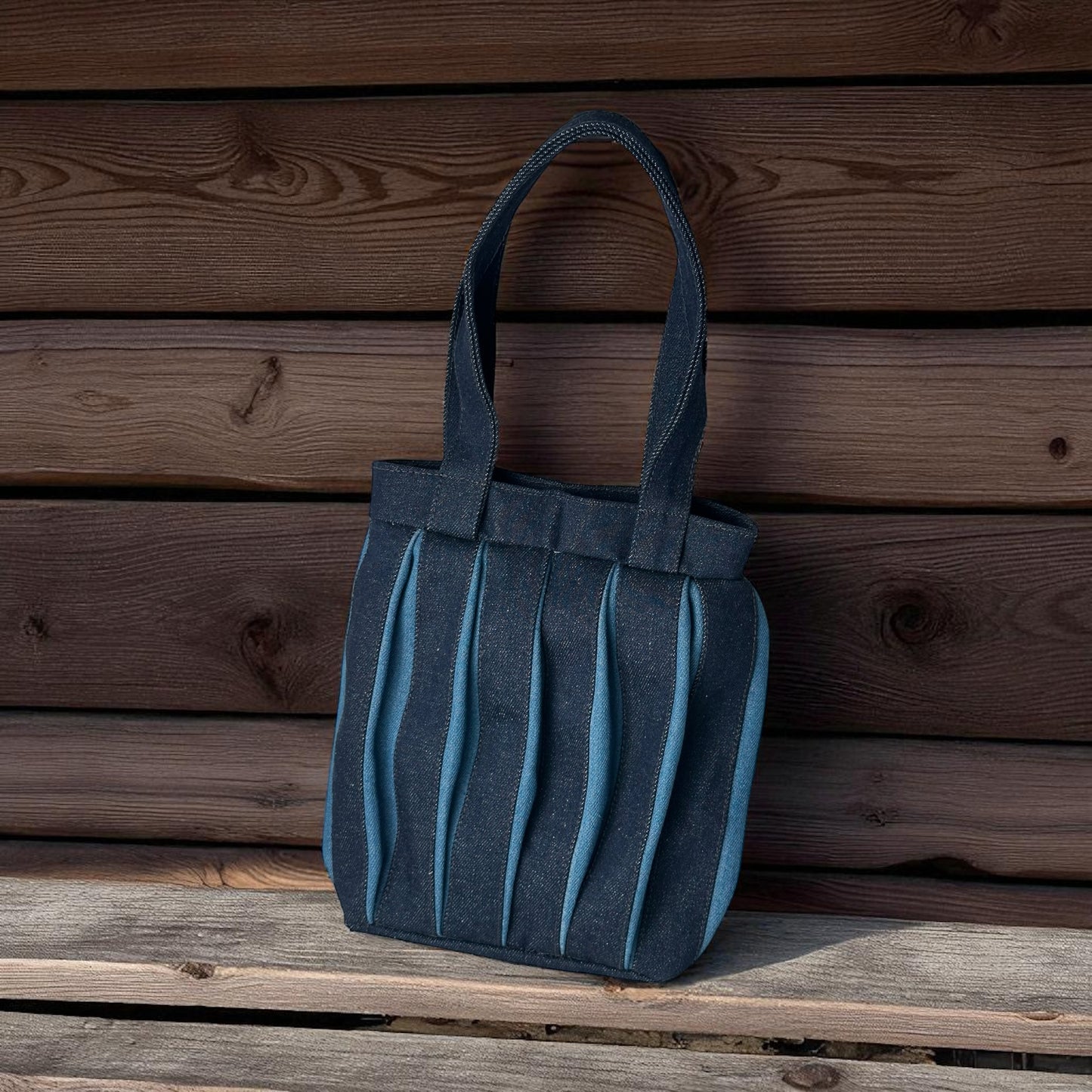 Mushroom denim handbag