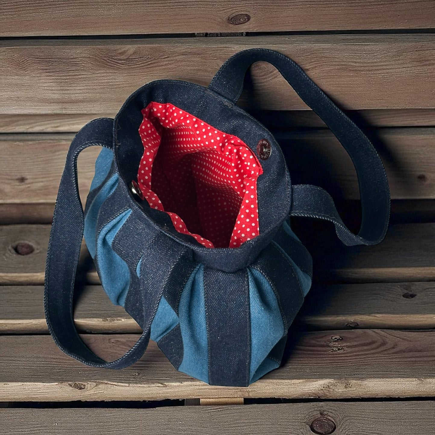 Mushroom denim handbag