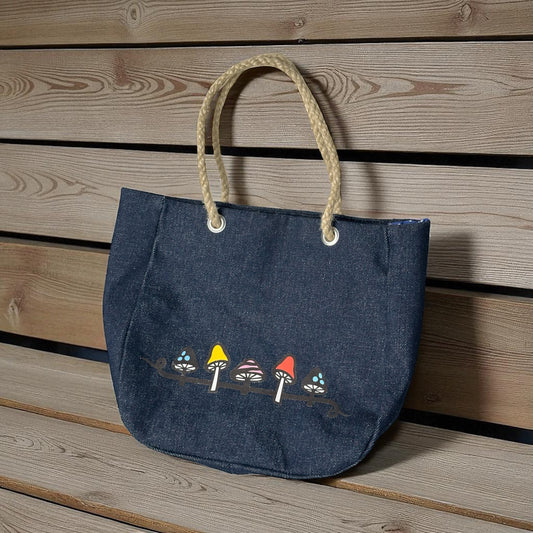 Mushroom denim handbag