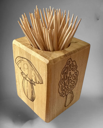 Wooden toothpick holder