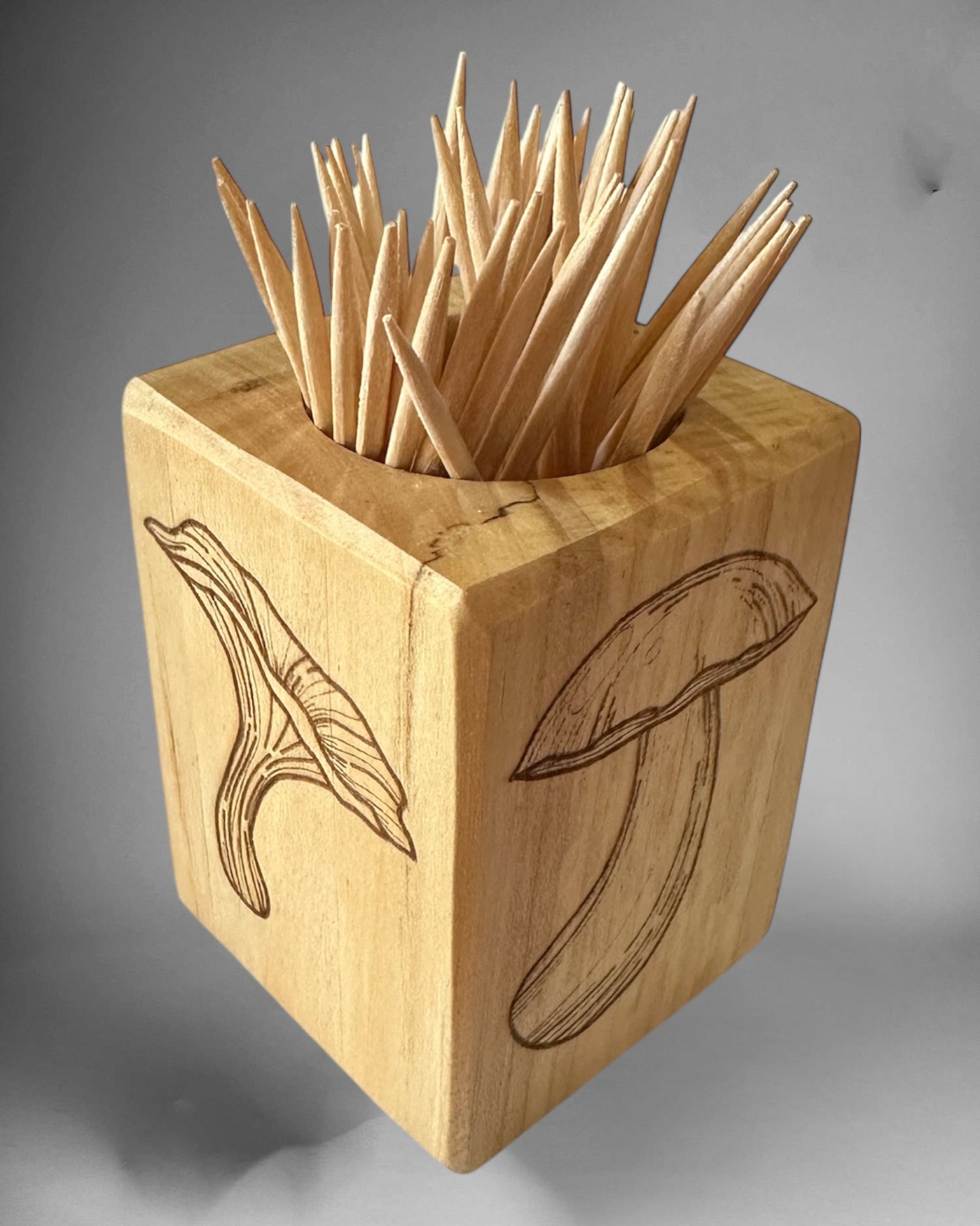 Wooden toothpick holder