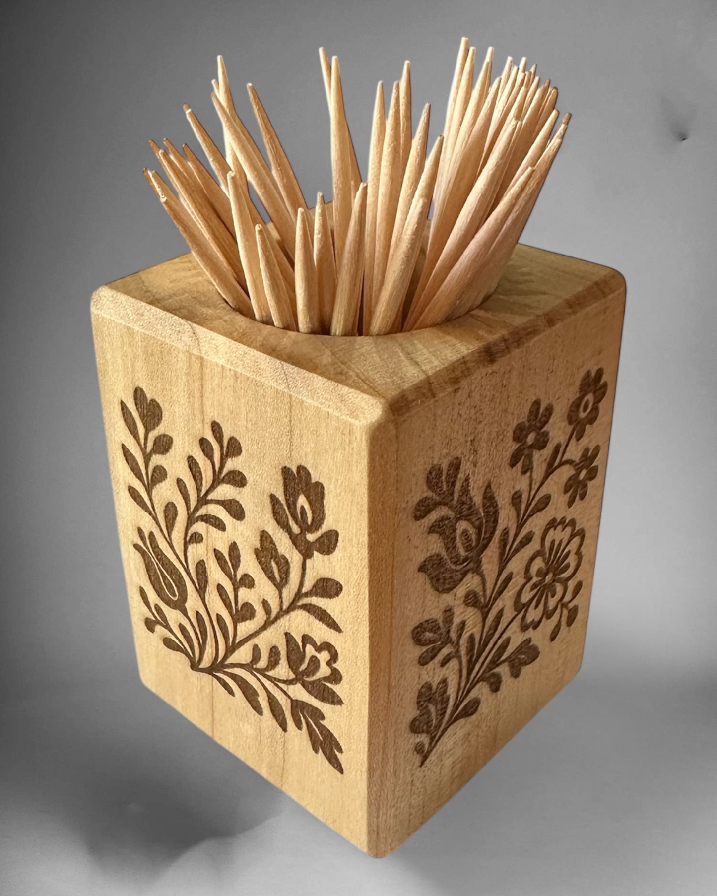 Wooden toothpick holder