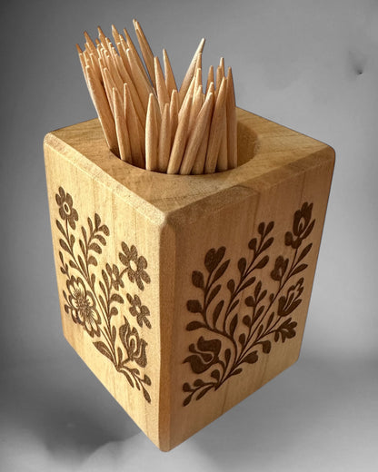 Wooden toothpick holder