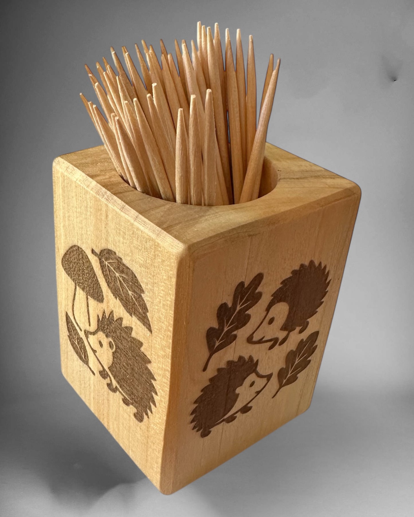 Wooden toothpick holder