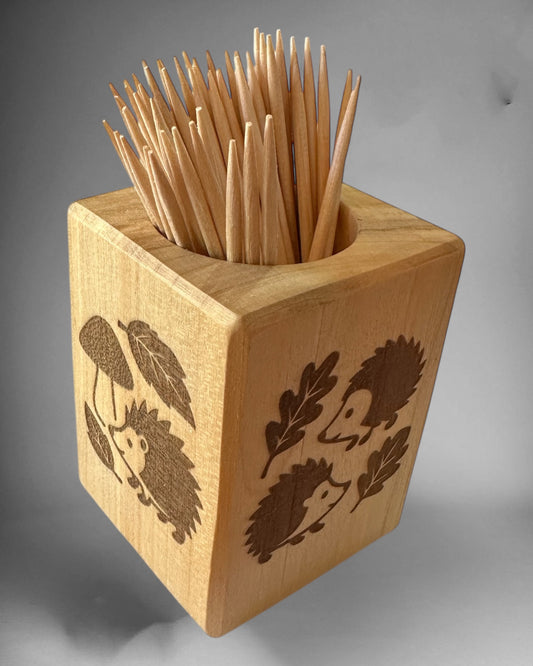 Wooden toothpick holder