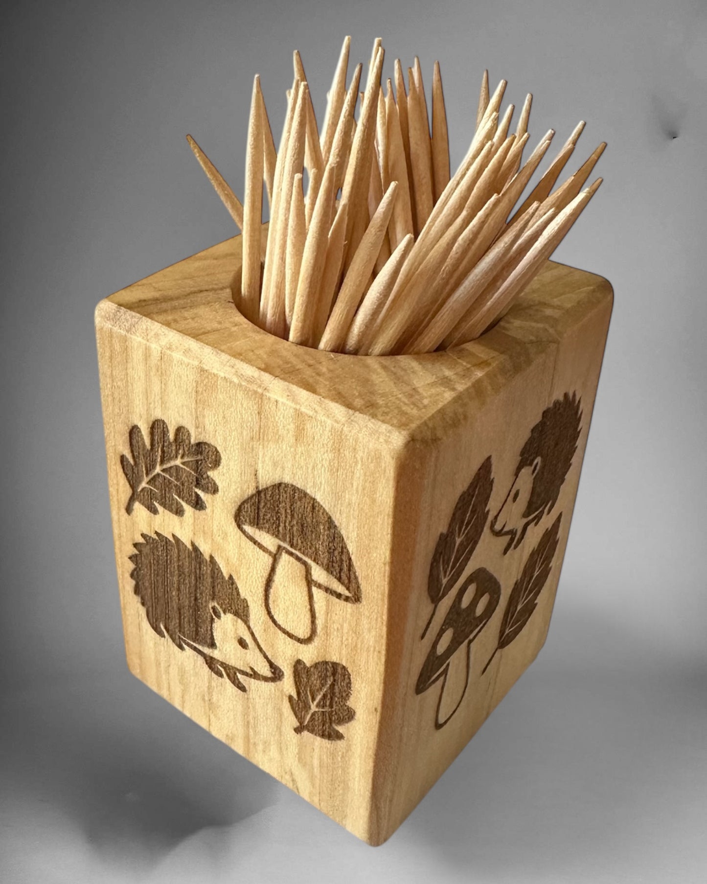 Wooden toothpick holder